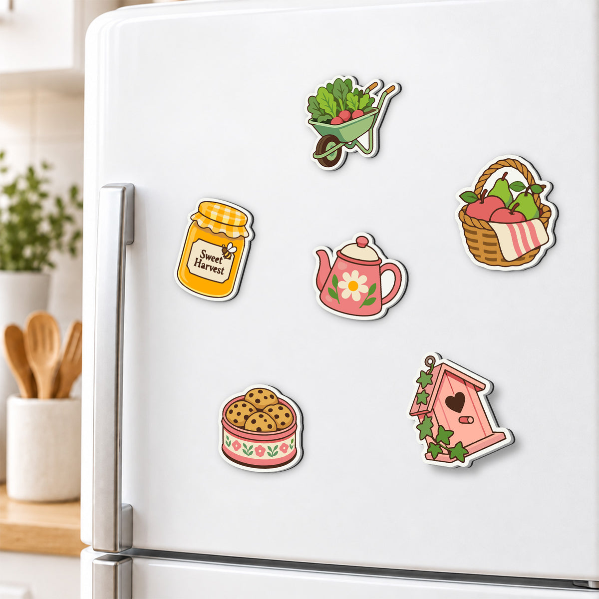Honey Jar and Birdhouse Cottage fridge magnets – image 3