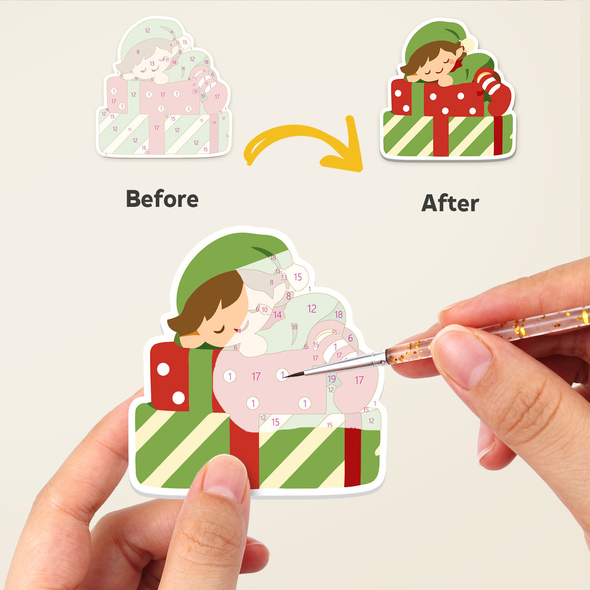 Gift-Wrapping Elf Crew fridge magnets – image 2
