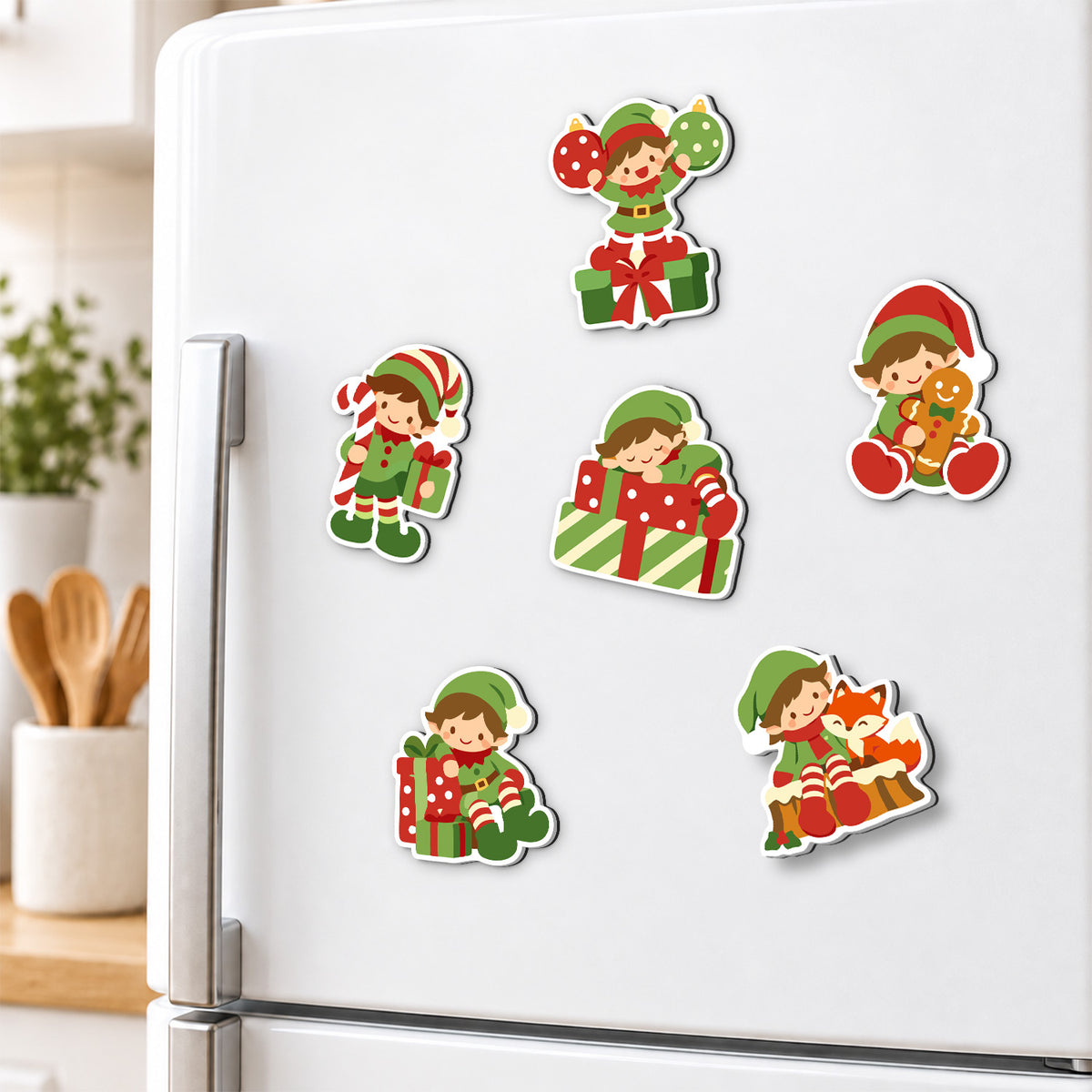 Gift-Wrapping Elf Crew fridge magnets – image 3