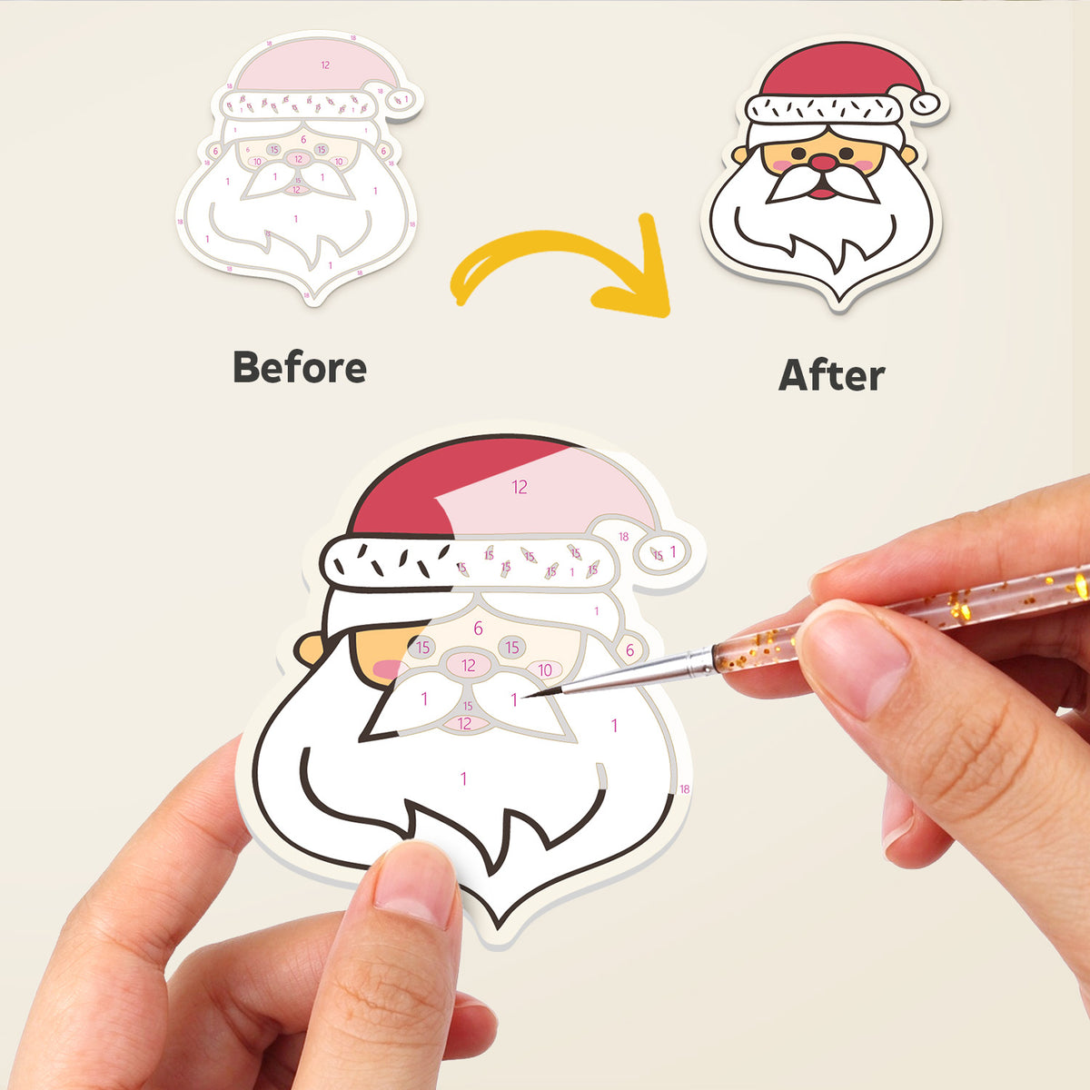 Santa Face and Stocking Doodles fridge magnets – image 2