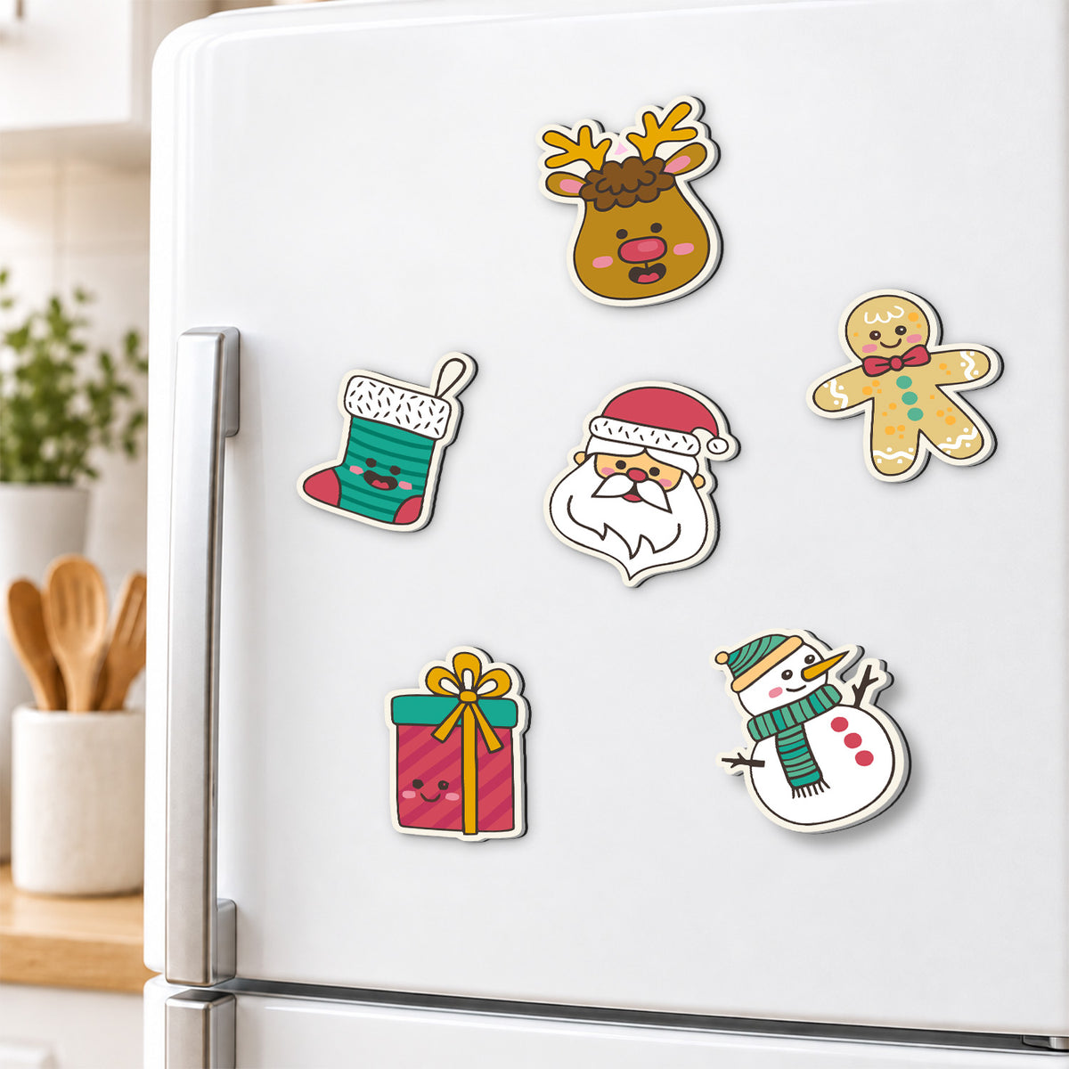 Santa Face and Stocking Doodles fridge magnets – image 3