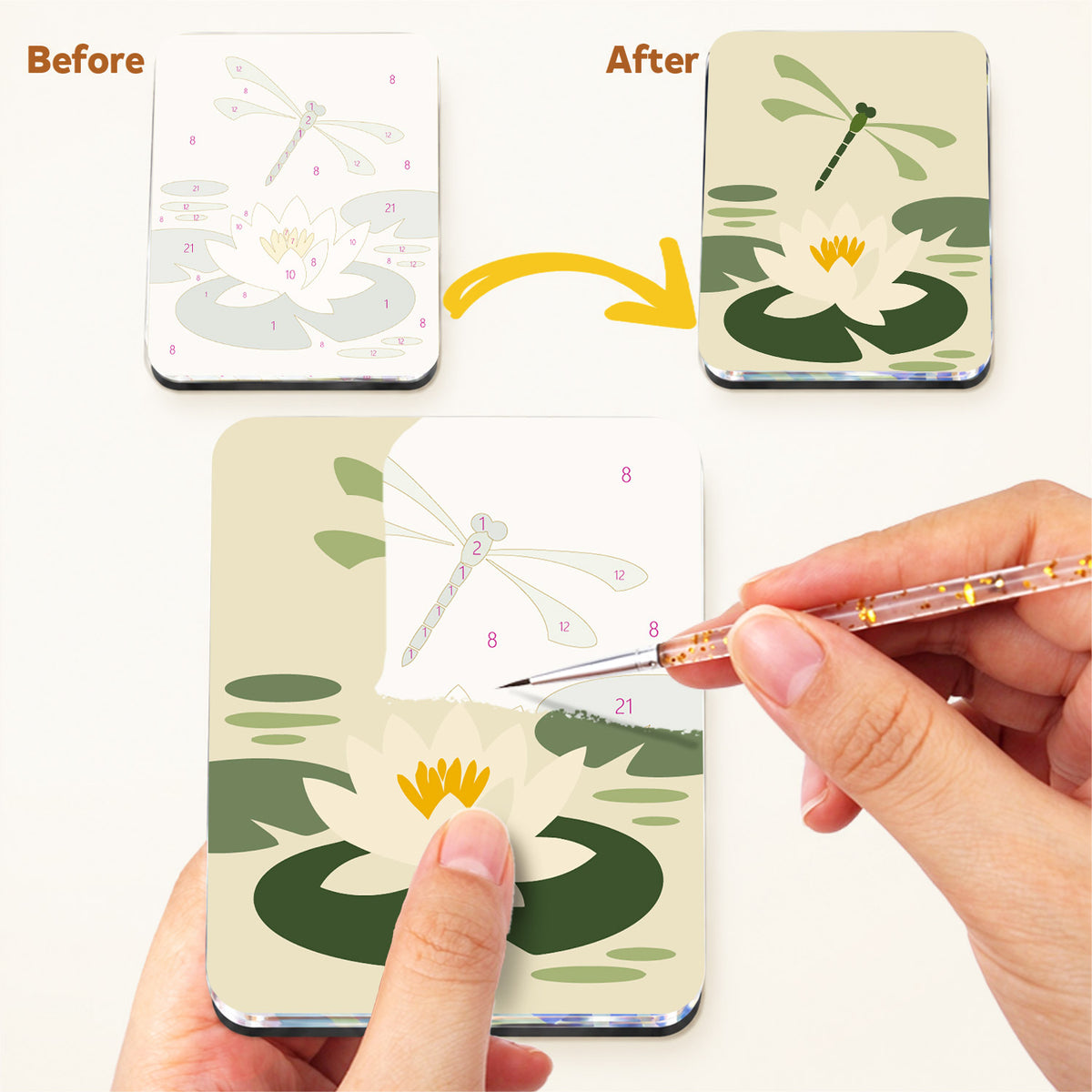 Lily Pond Heron and Koi fridge magnets – image 3