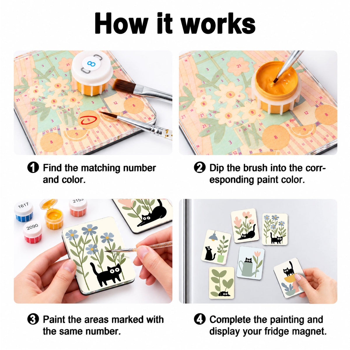 Peekaboo Cats and Houseplants fridge magnets – image 4