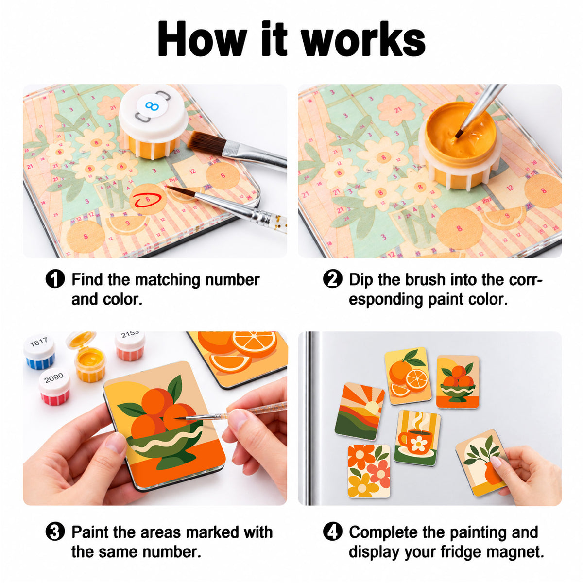 Tangerine Retro Sunrise fridge magnets – image 4