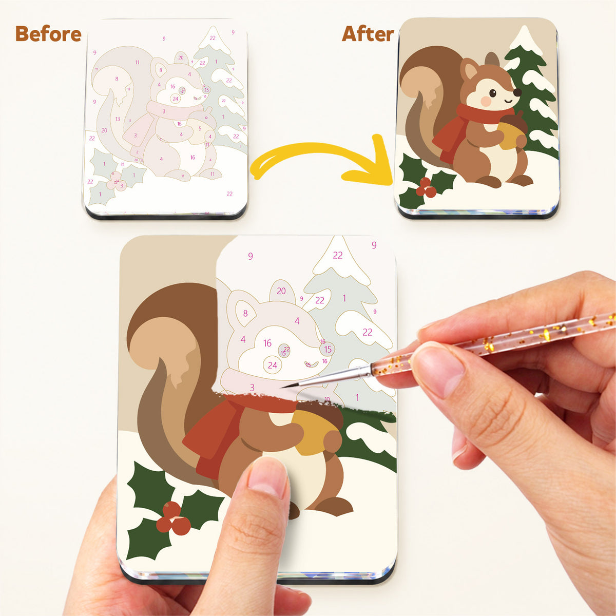 Holly, Hedgehog and Golden Bells fridge magnets – image 3
