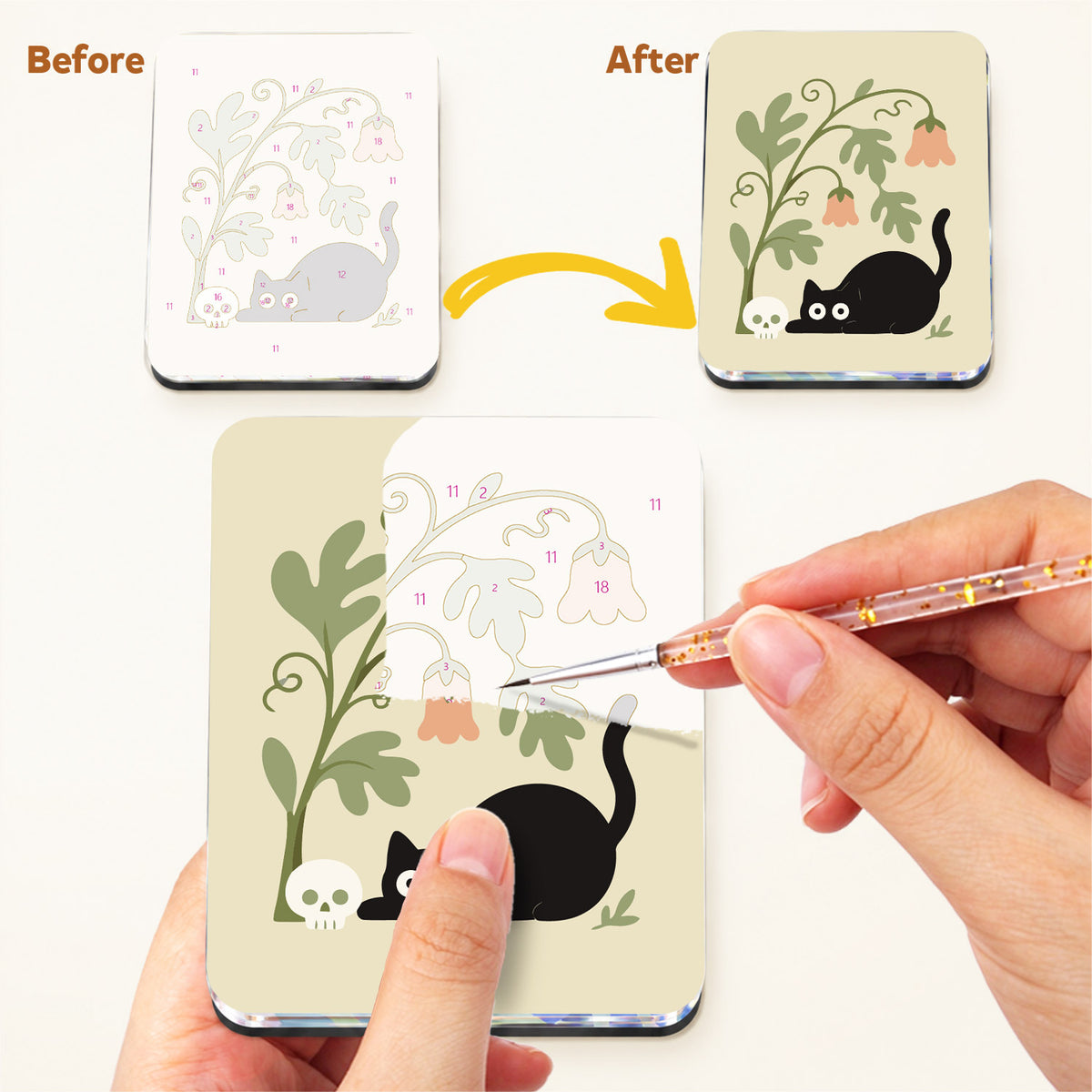 Cottage Witch Black Cats fridge magnets – image 3