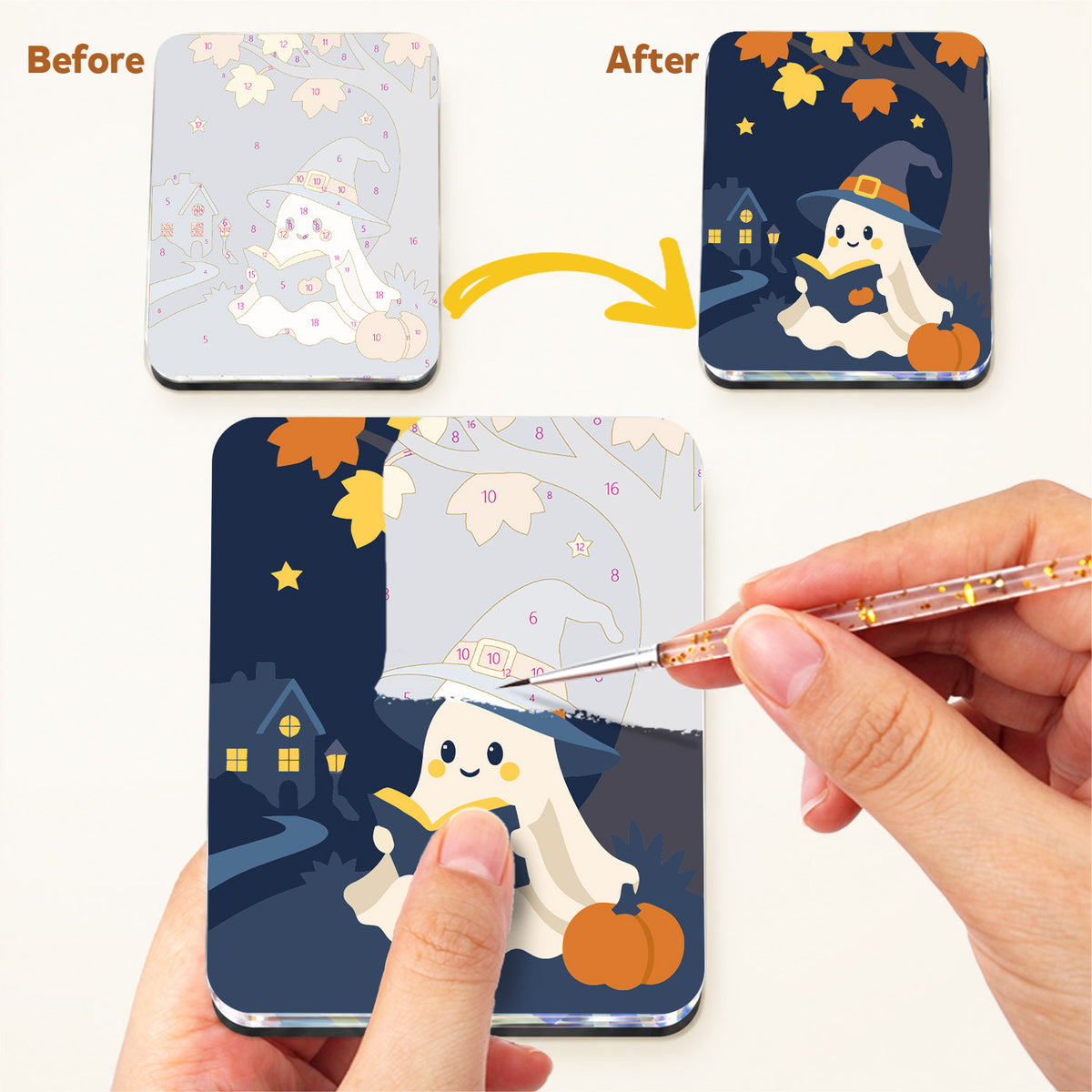 Witch-Hat Ghosts by Moonlight fridge magnets – image 3
