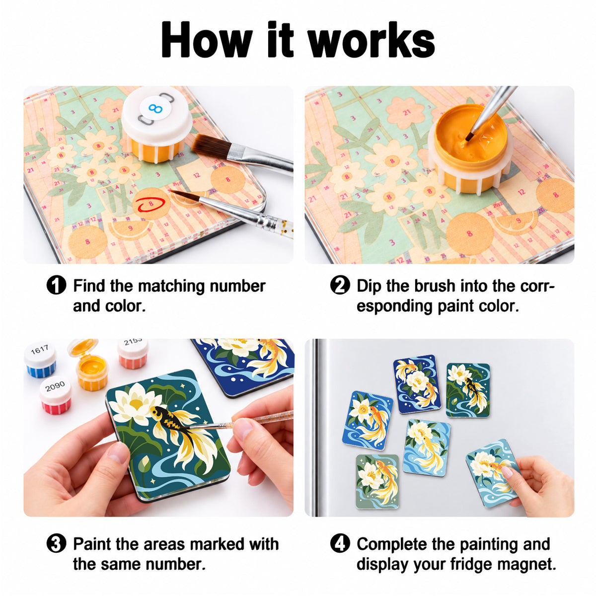 Goldfish and White Peonies fridge magnets – image 4