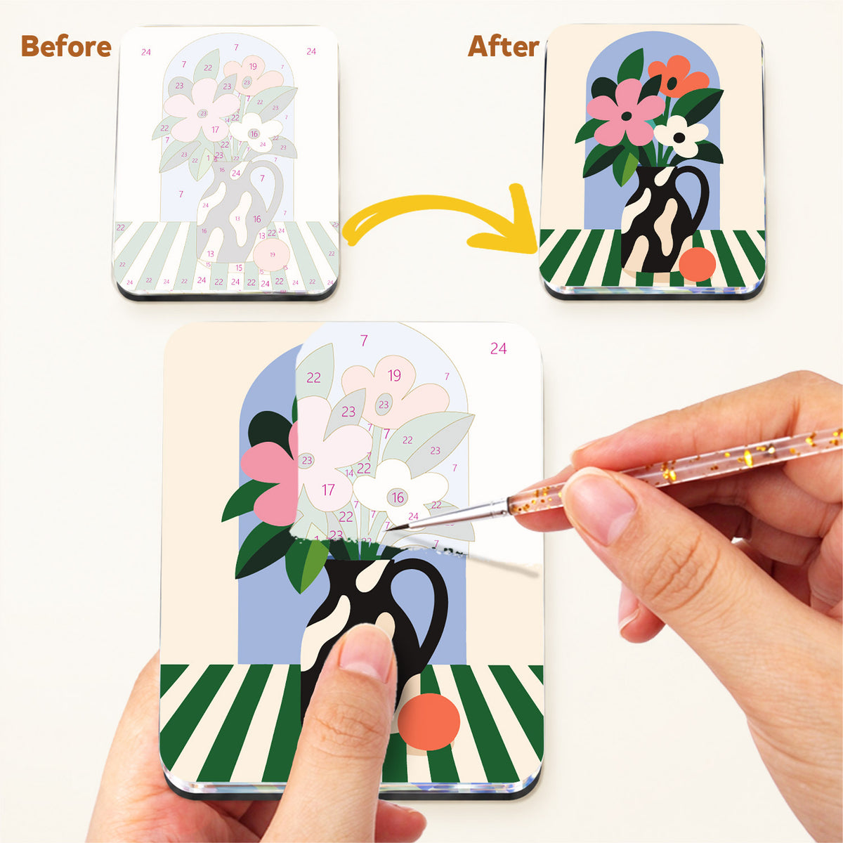 Monstera and Patterned Vases fridge magnets – image 3