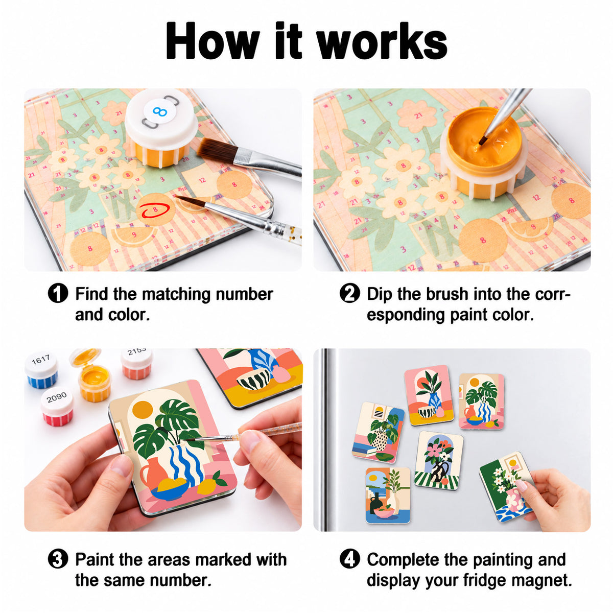 Monstera and Patterned Vases fridge magnets – image 4