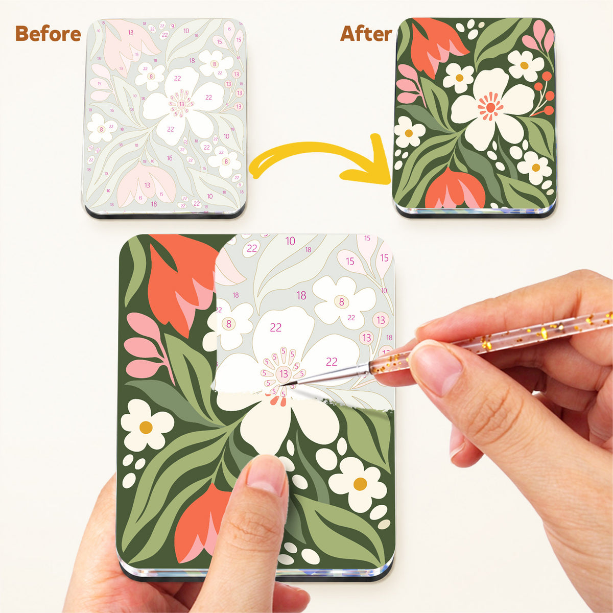 Deep Green Chintz Blooms fridge magnets – image 3