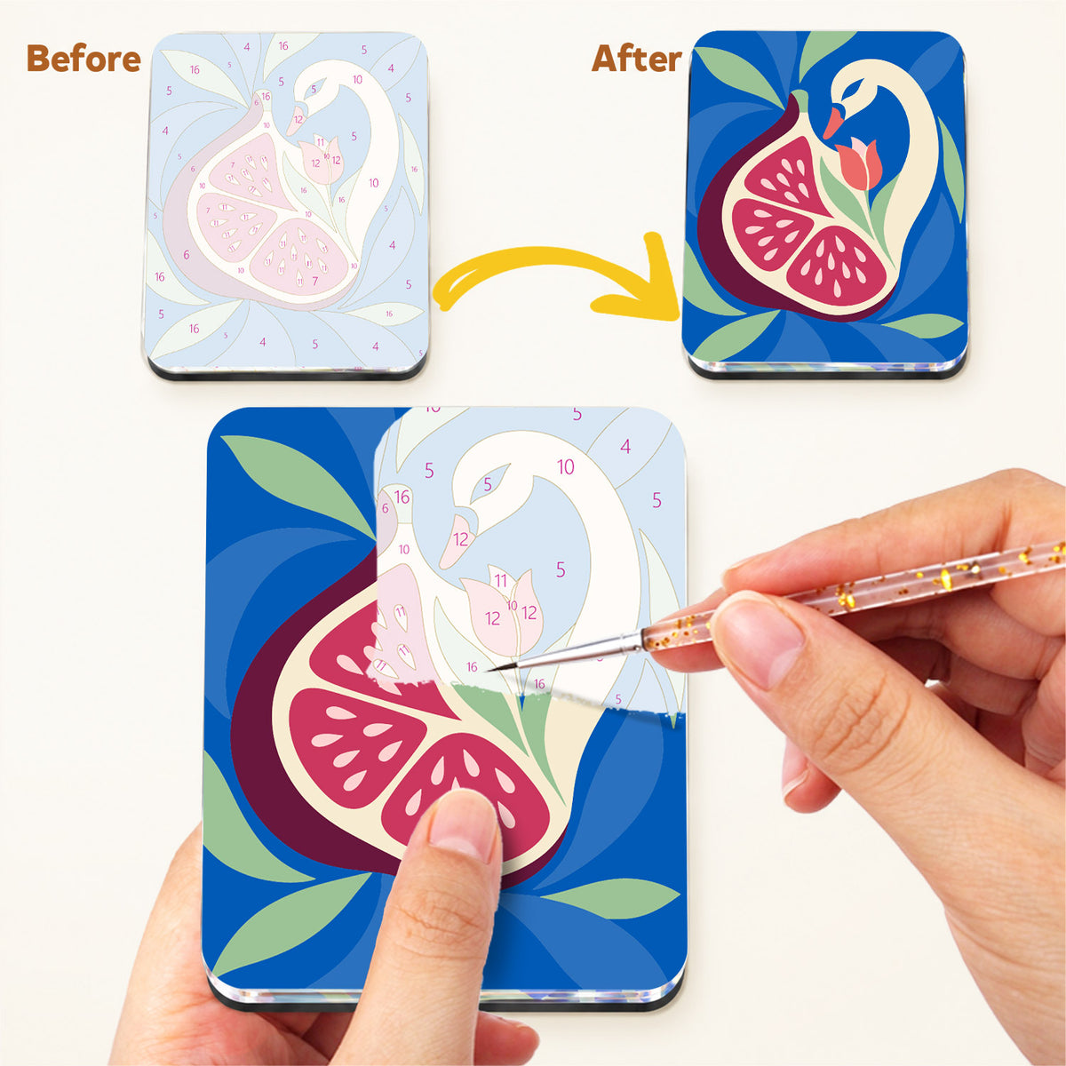 Swirling Fruit Muse Faces fridge magnets – image 3