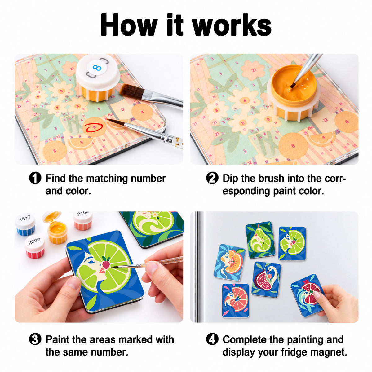 Swirling Fruit Muse Faces fridge magnets – image 4