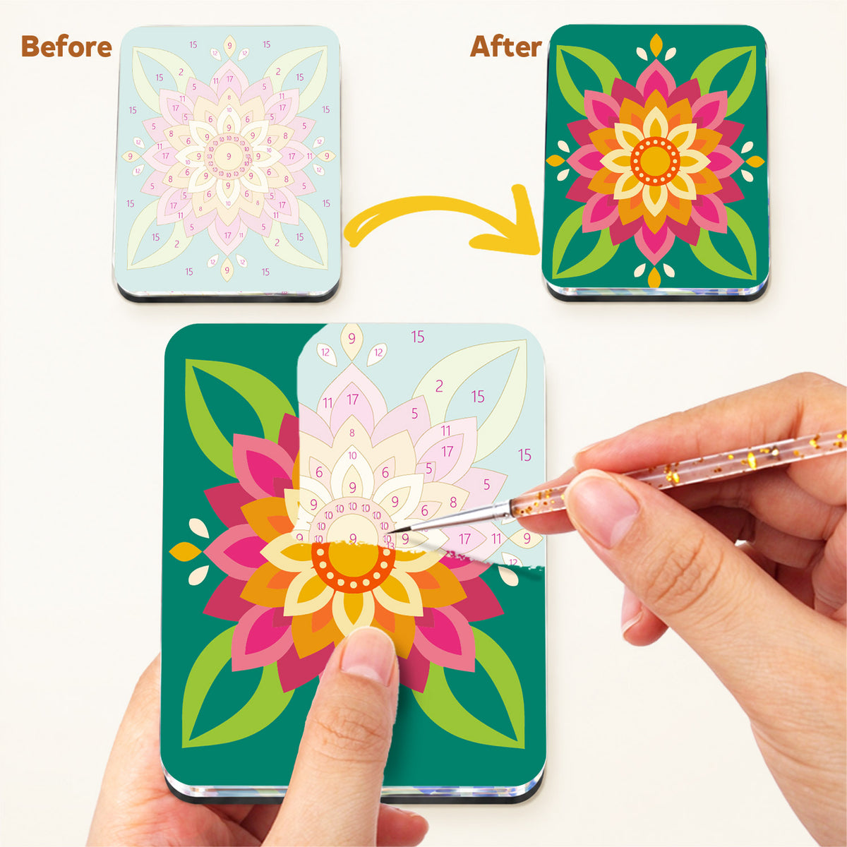 Jewel-Tone Lotus and Elephant fridge magnets – image 3