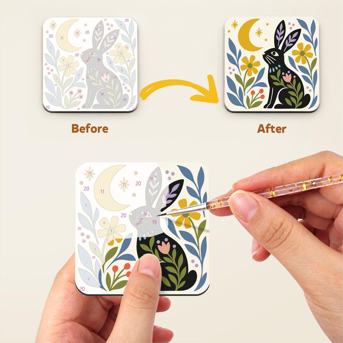 Folk Fox and Rooster Meadow fridge magnets – image 3