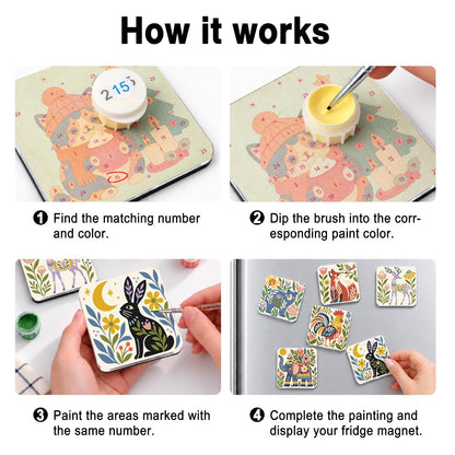 Folk Fox and Rooster Meadow fridge magnets – image 4