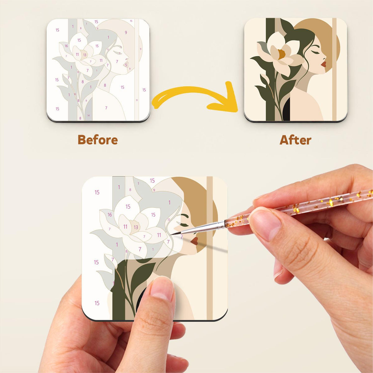 Neutral Boho Flower Muses fridge magnets – image 3