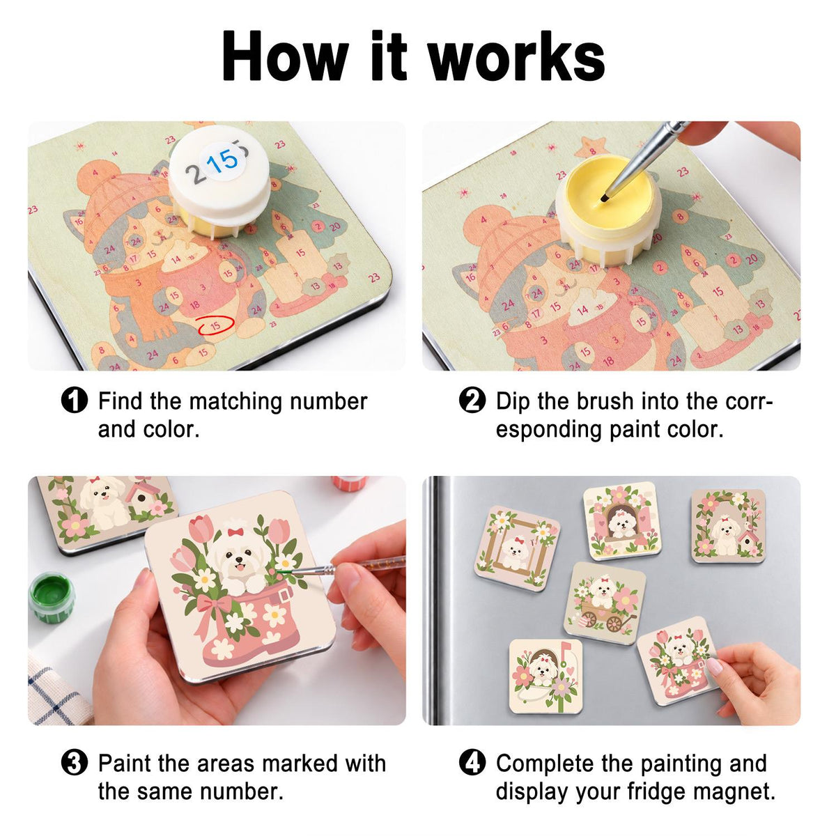 Fluffy Pup Flower Cottage fridge magnets – image 4