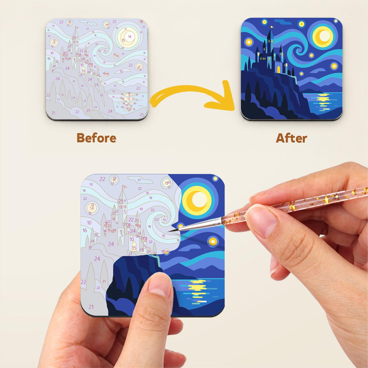 Swirling Night Sky Lighthouse fridge magnets – image 3