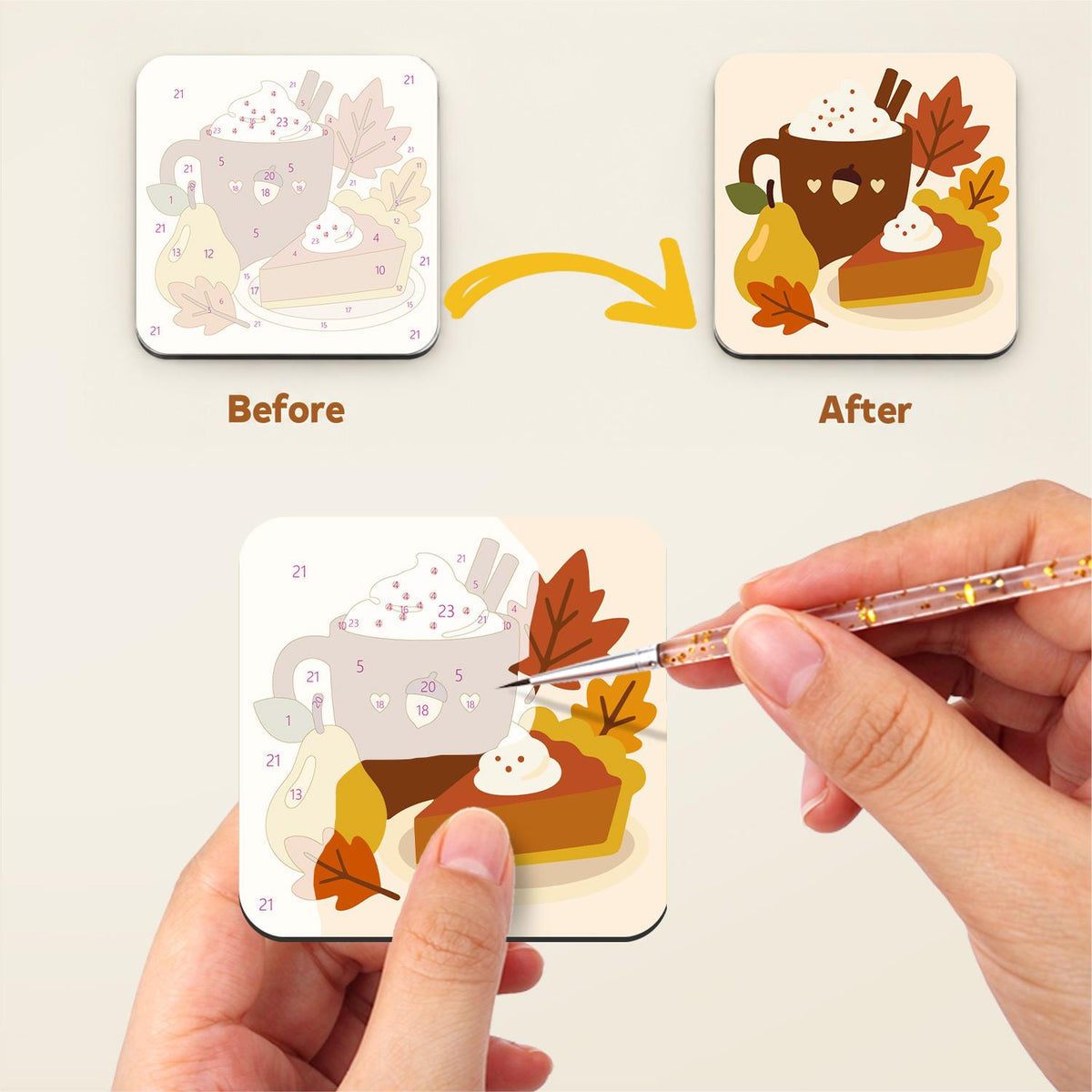 Pumpkin Pie and Cocoa Season fridge magnets – image 3