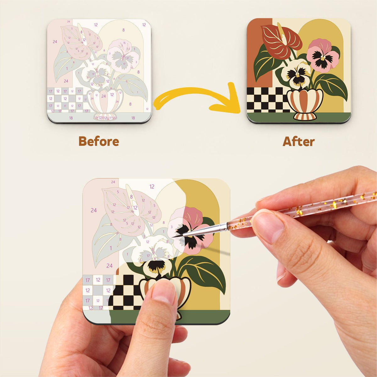 Sunflower and Orchid Pots fridge magnets – image 3
