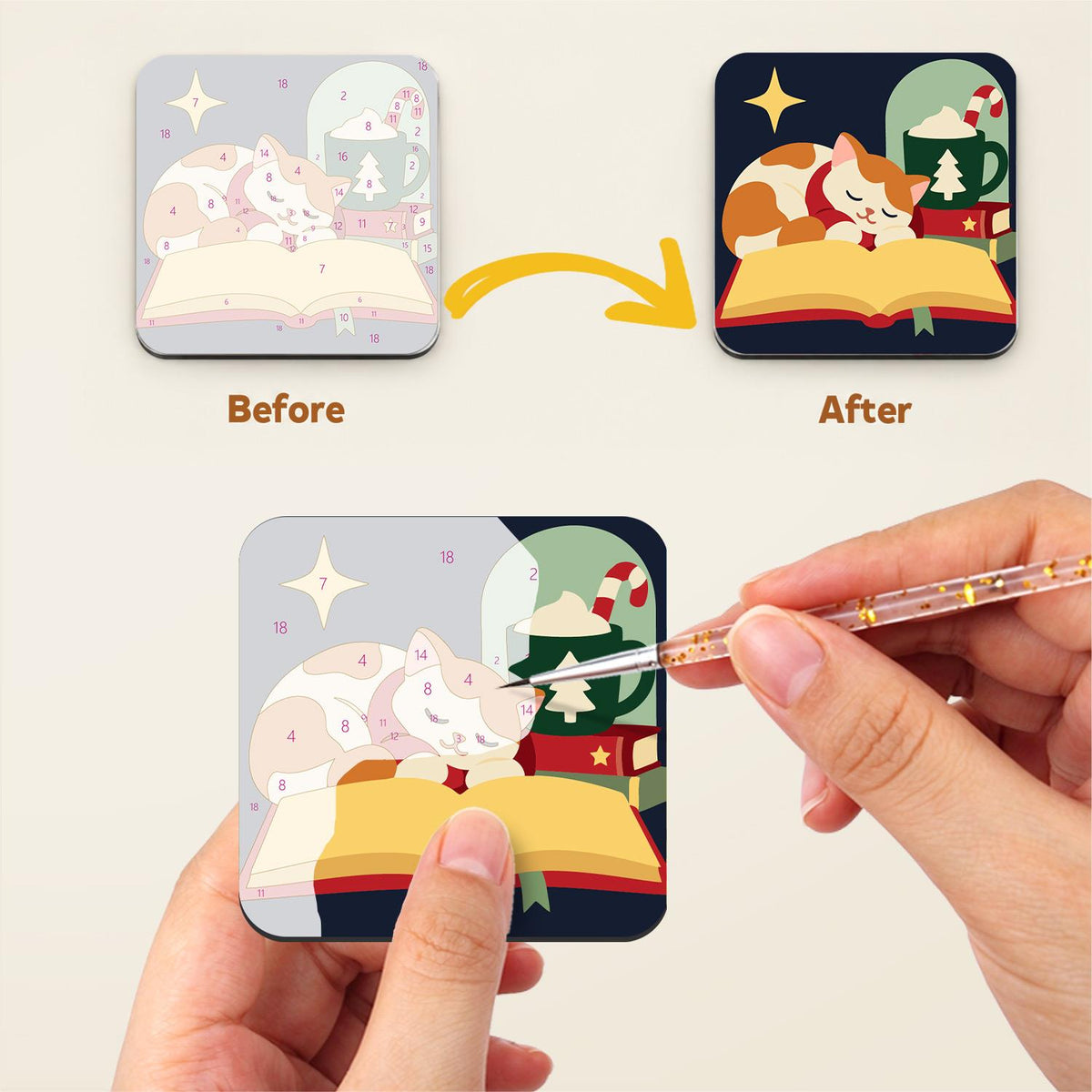 Candlelit Christmas Book Stack fridge magnets – image 3