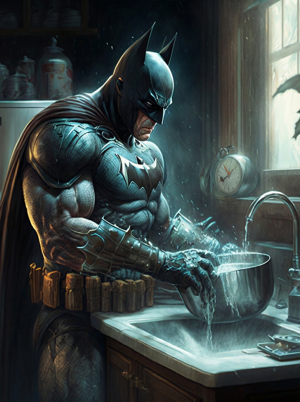 Batman Doing the Dishes (Paint by Numbers)