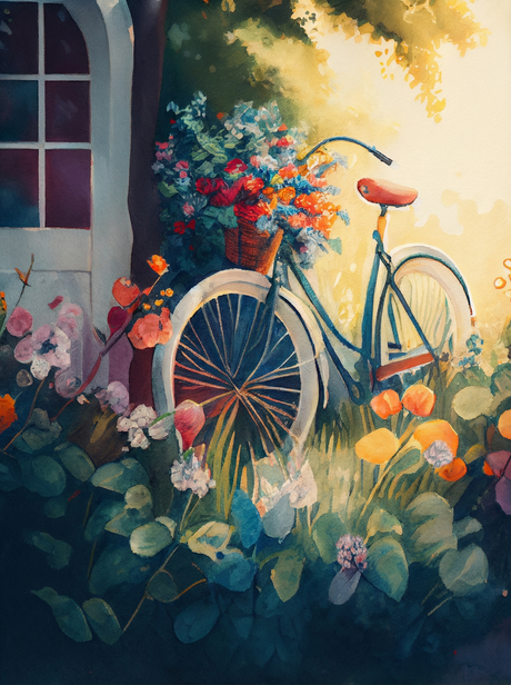 Bicycle Amidst Flowers