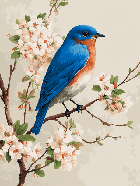 Bluebird Among Cherry Blossoms (Diamond Painting) Diamond Painting kit