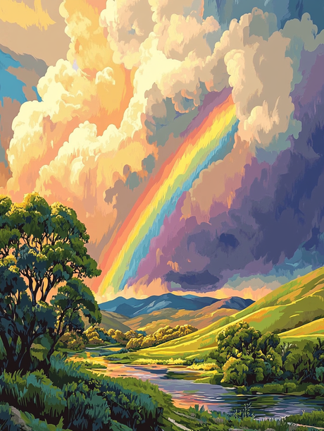 Bright Rainbow Hills (Diamond Painting) Diamond Painting kit