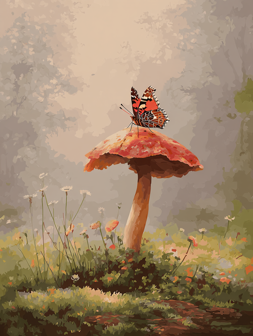 Butterfly Mushroom Forest Floor (Diamond Painting) Diamond Painting kit