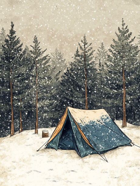 Camping in Falling Snow (Diamond Painting) Diamond Painting kit