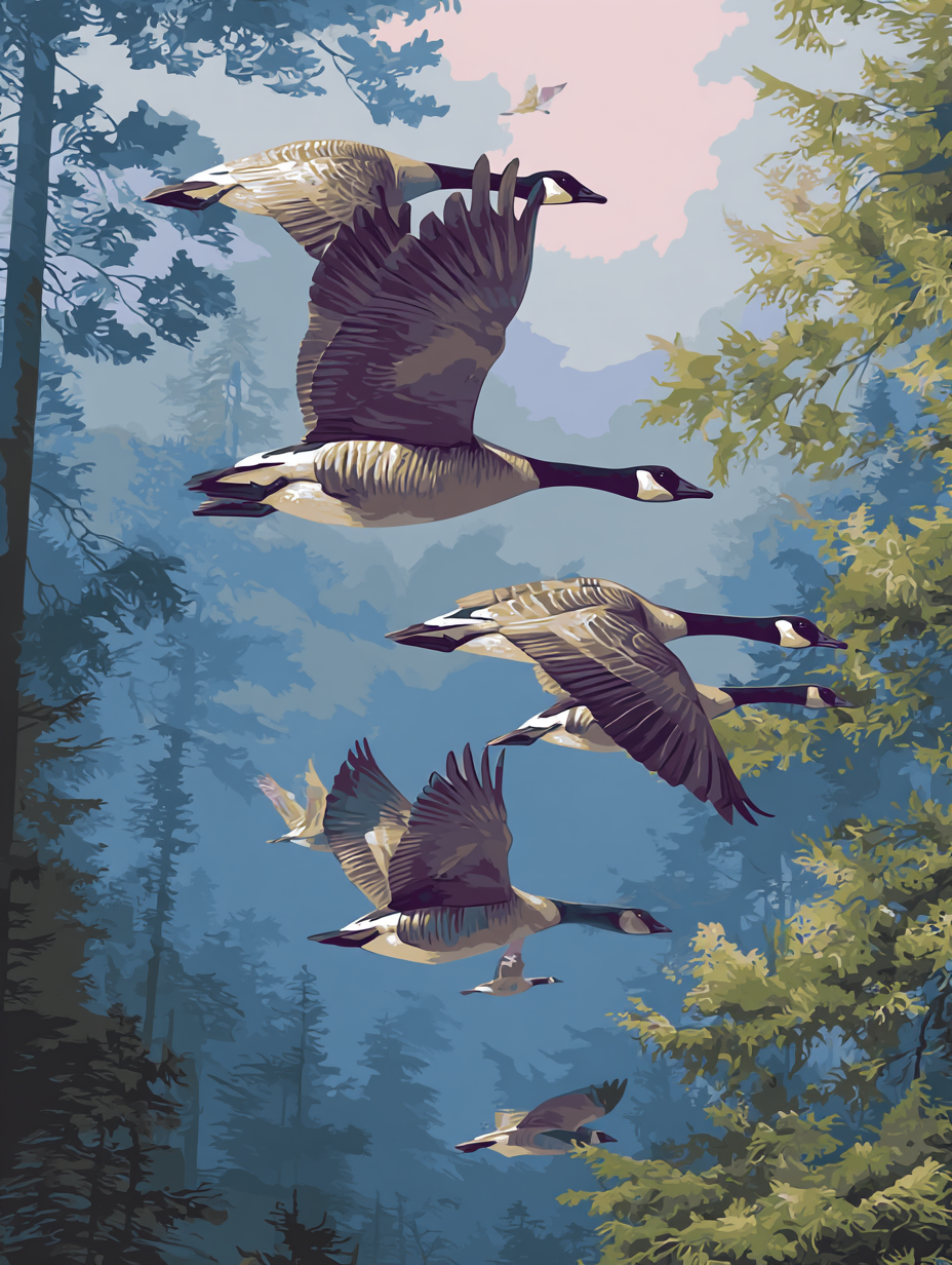 Canada Geese Forest Flight (Diamond Painting) Diamond Painting kit