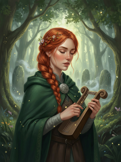 Celtic Musician in Forest (Paint by Numbers)