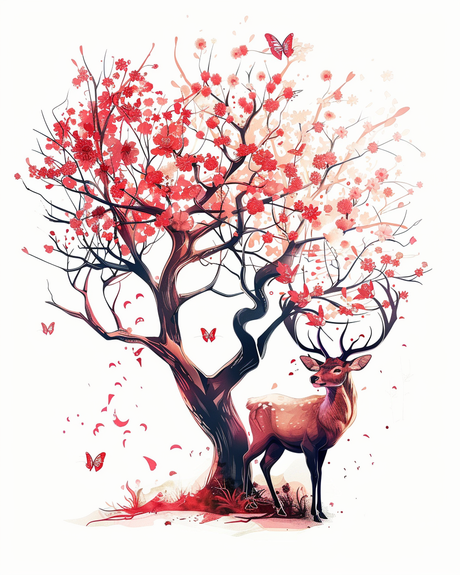 Cherry Blossom Deer (Diamond Painting) Diamond Painting kit