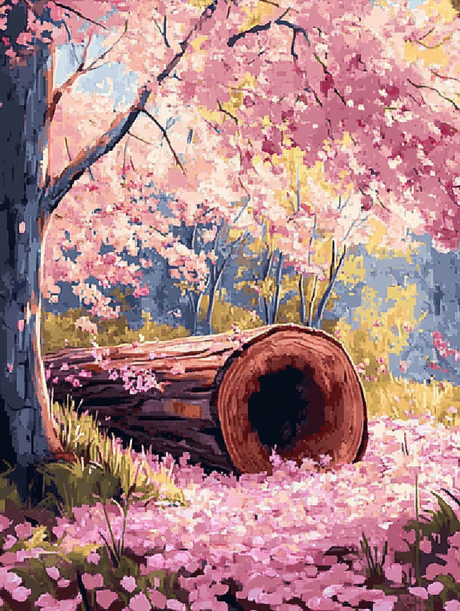 Cherry Blossom Log (Diamond Painting) Diamond Painting kit