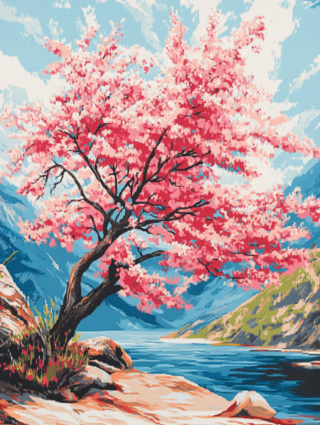 Cherry Mountain View (Diamond Painting) Diamond Painting kit