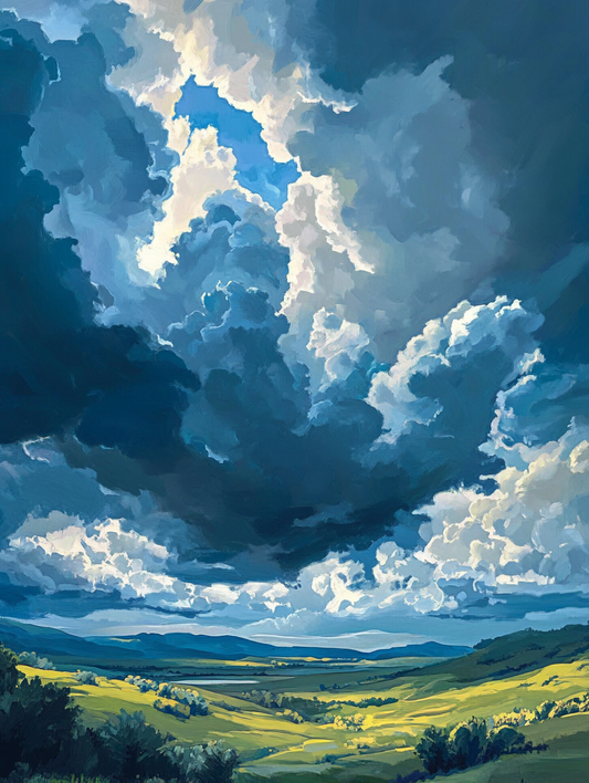 Clearing Storm over Green Fields