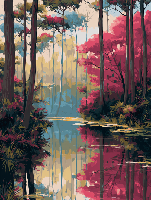 Colorful Forest River Reflections (Diamond Painting) Diamond Painting kit