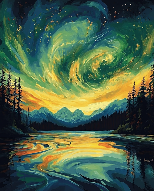 Colorful Sky Mountain Vista (Diamond Painting) Diamond Painting kit