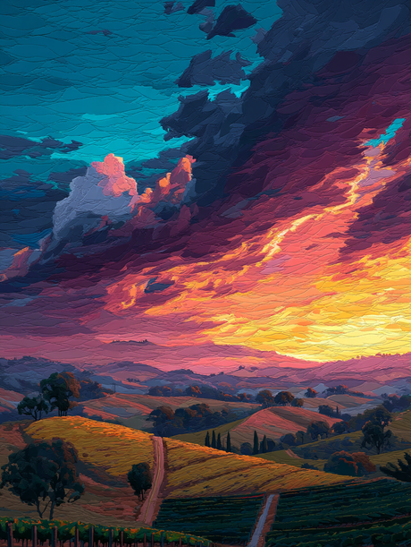 Colorful Sunset Countryside View (Diamond Painting) Diamond Painting kit