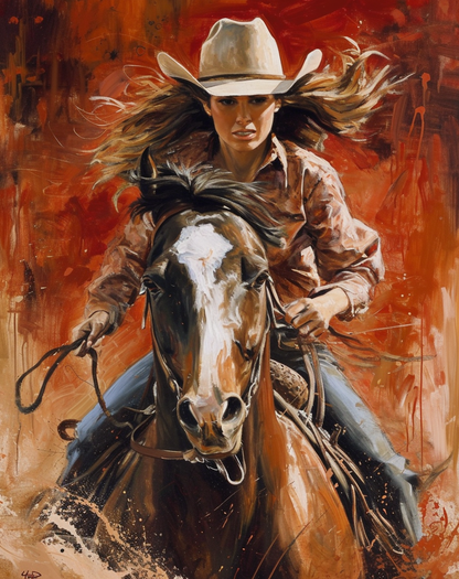 Cowgirl and Horse (Paint by Numbers)