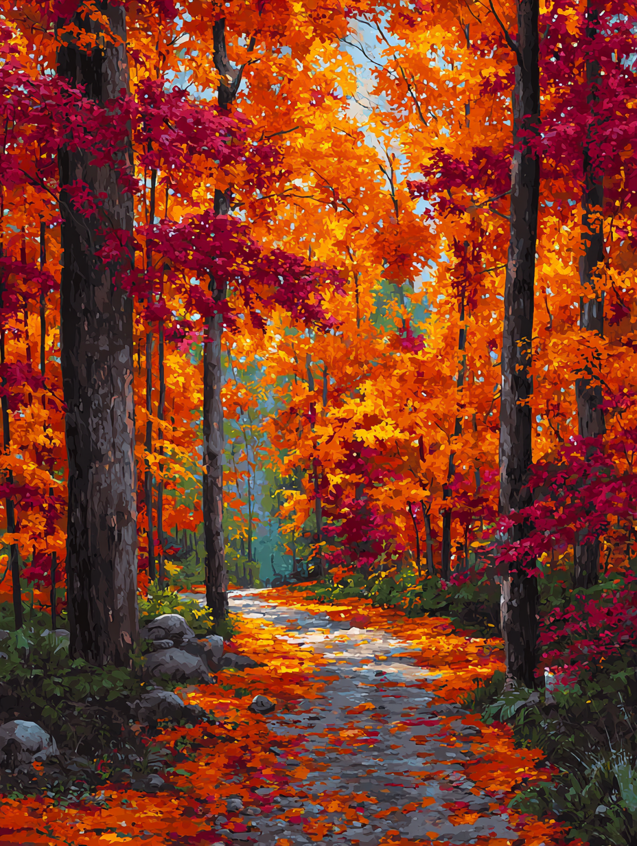 Crimson Autumn Pathway (Diamond Painting) Diamond Painting kit
