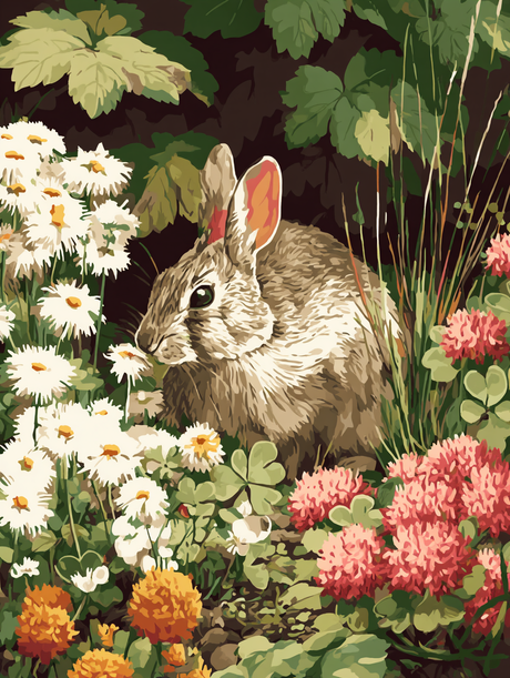 Cute Bunny Spring Blooms (Diamond Painting) Diamond Painting kit