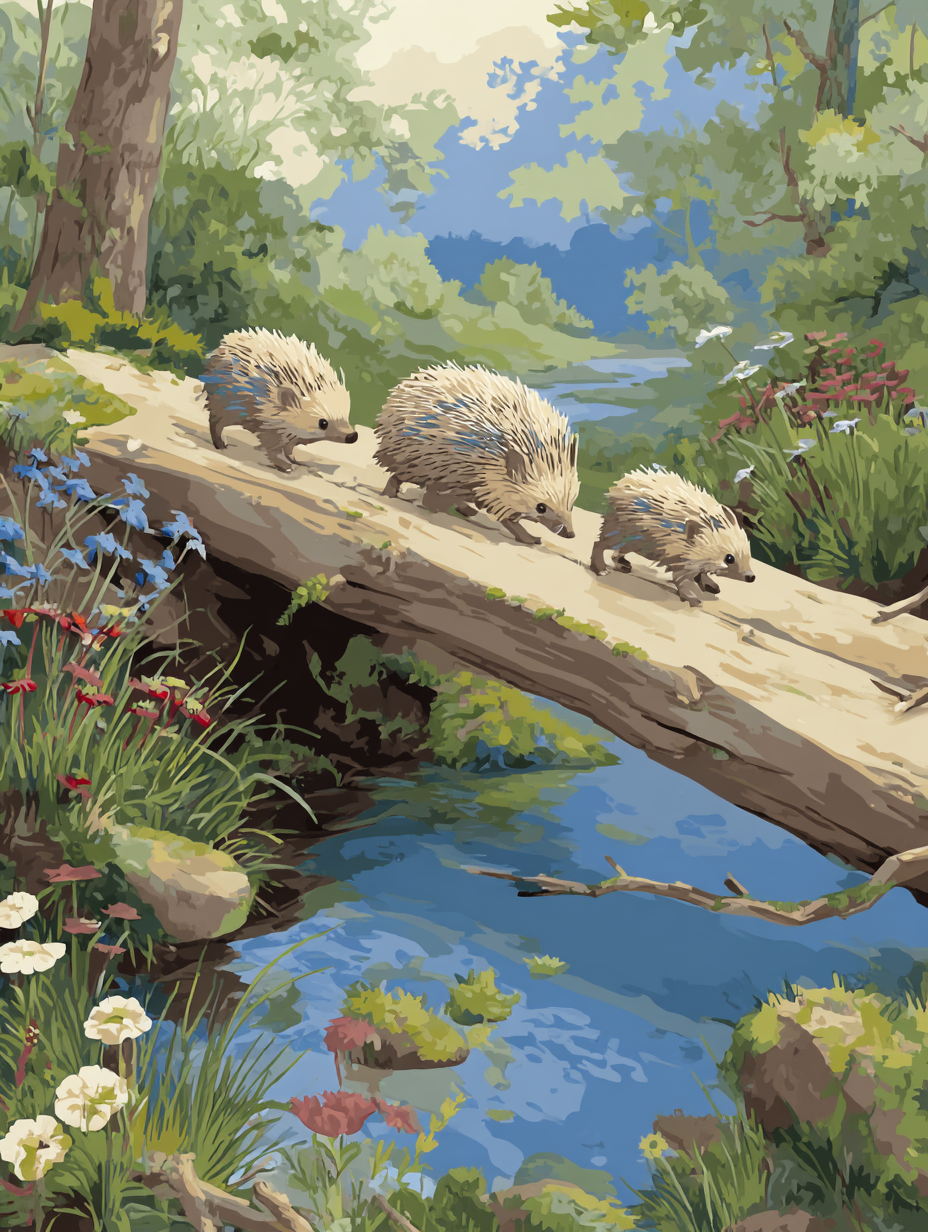 Cute Hedgehogs Nature Walk (Paint by Numbers)