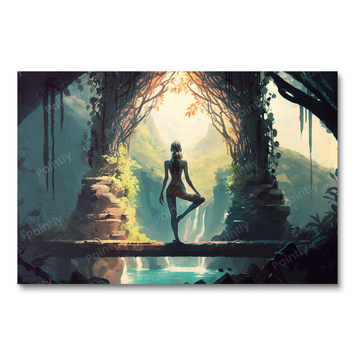 Yoga by the Falls (Board Canvas)