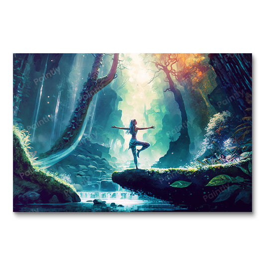 Yoga in the Mystic Jungle (Board Canvas)