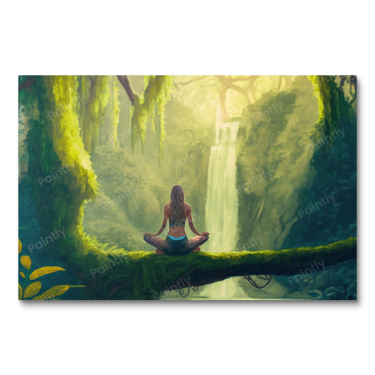 Yoga by the Falls II (Board Canvas)