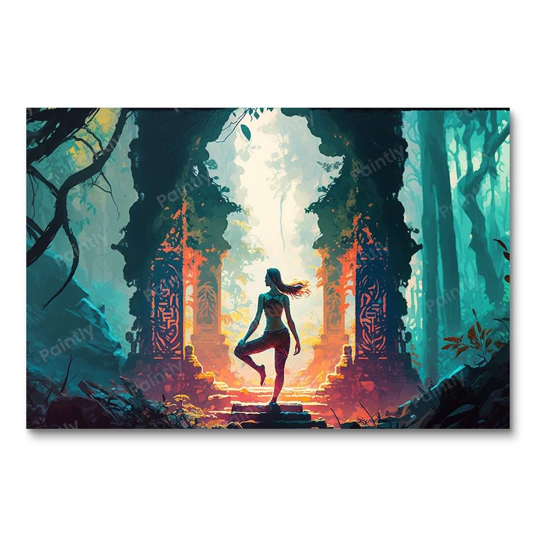 Yoga by the Ancient Temple of the Sun (Board Canvas)