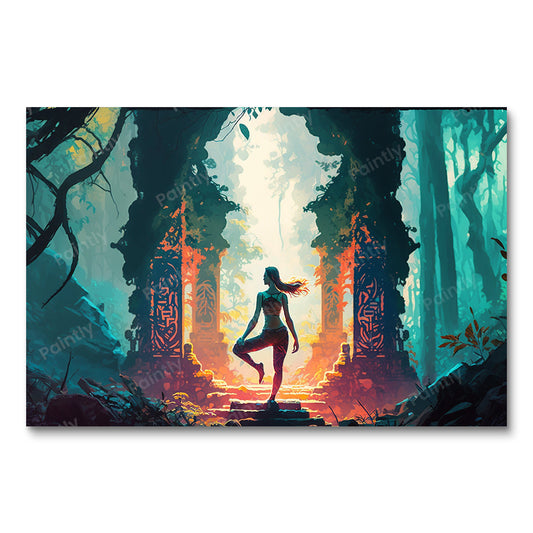 Yoga by the Ancient Temple of the Sun (Board Canvas)